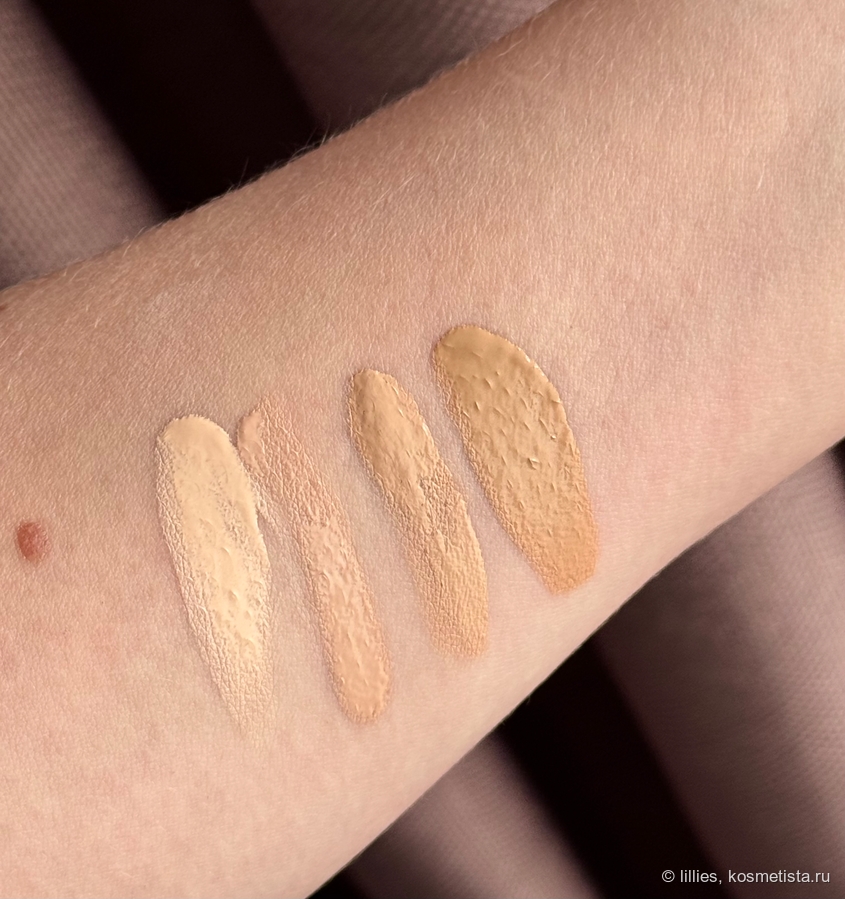 Слева направо: Kiko 01; Estrade 13; Dior 1,5; Loreal 2-3