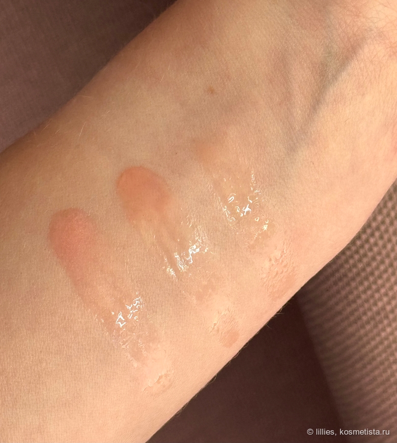 Слева направо: Juicy Bomb 103, Kiko Sun Protection 02, Love It a Choco' Lot