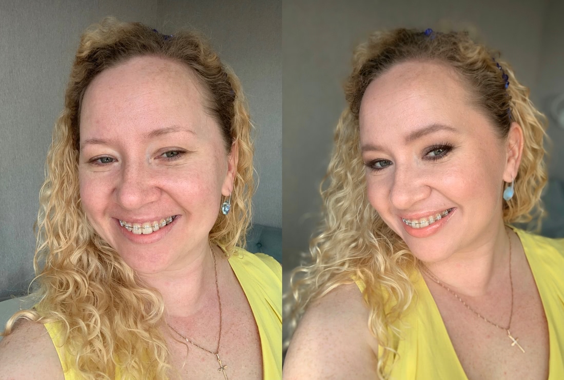 Фото до и после летнего макияжа;)