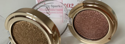 Сиять с Clarins Ombre Sparkle Powder Eyeshadow #101 gold diamond и #102 peach girl