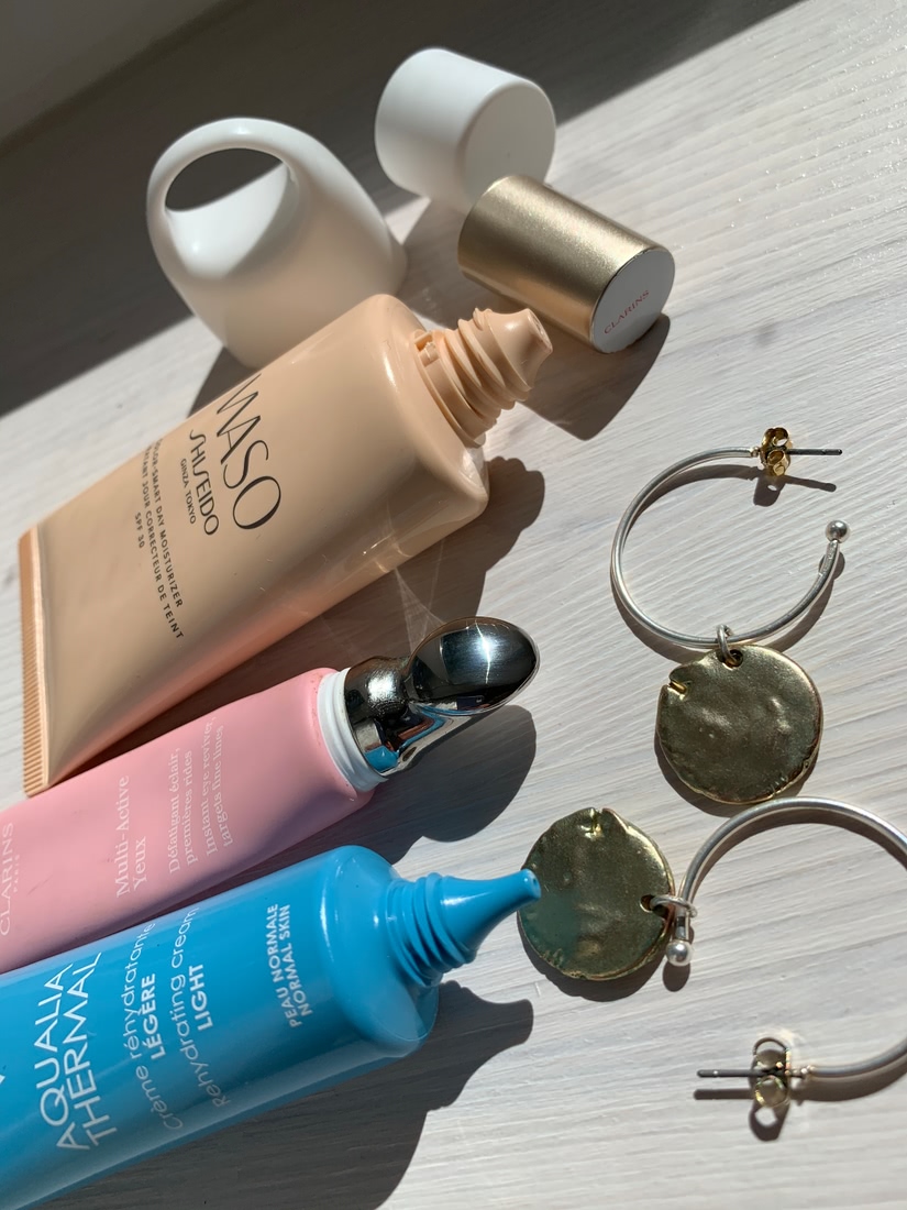 Vichy Aqualia Thermal Light - увлажняющий крем для лица, Clarins Multi-Active Yeux - крем-гель для кожи вокруг глаз, Shiseido WASO color-smart day moisturizer SPF 30 - смарт крем тонирующий для лица