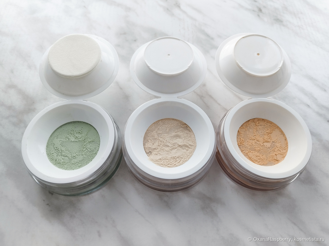 Слева направо: 03 Green, 02 Skin Beige, 2.1 Medium beige