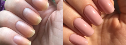 Нюдовые ногти вместе со средством "Железный укрепитель" от Relouis