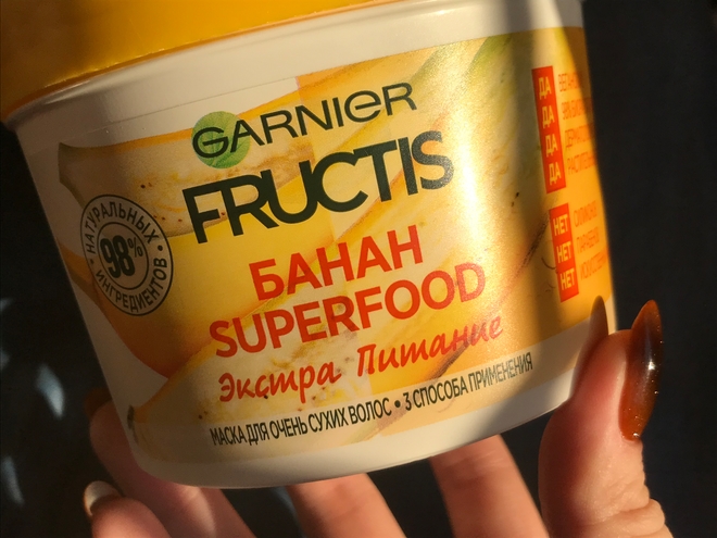 Маска для волос Fructis банан Superfood экстра питание от Garnier