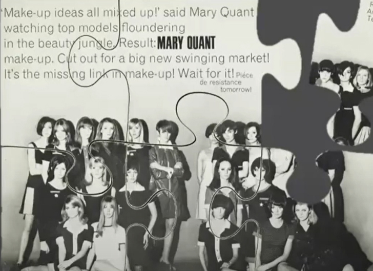 Приглашение на презентацию новой косметики Мэри Куант в виде пазла, которое рассылалось журналистам и покупателям, 1966 год