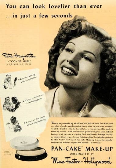 Реклама Max Factor Pan-Cake, 1943 год