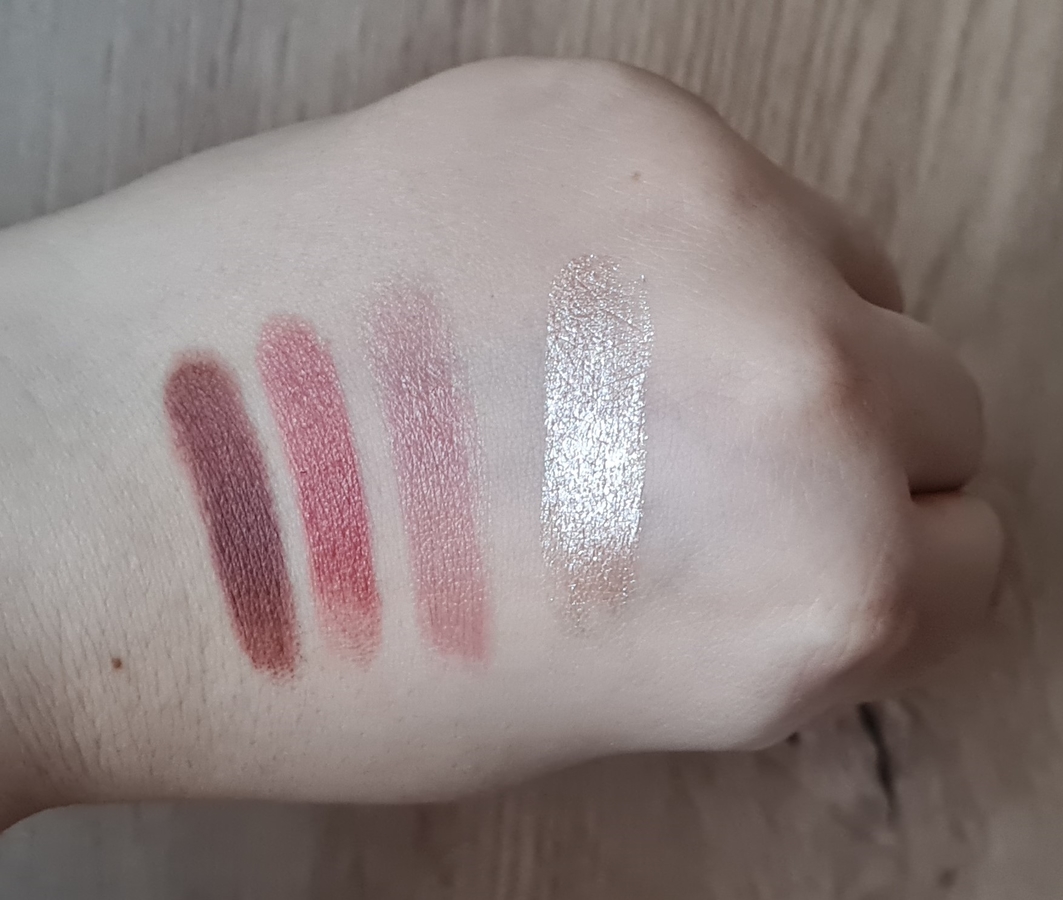 MAC Matte Lipstick, Charlotte Tilbury Hot Lips 2, Clinique Almost Lipstick, KVD Dazzle Long-Wear Eyeshadow Stick