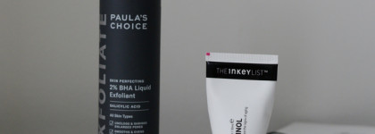 Любимые активы этой зимы: Paula's Choice 2% BHA Liquid Exfoliant и The Inkey List Retinol Serum