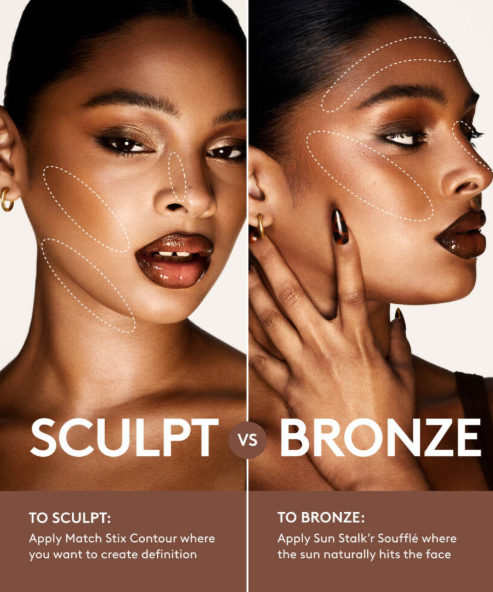 Слева скульптурирование, справа бронзирование