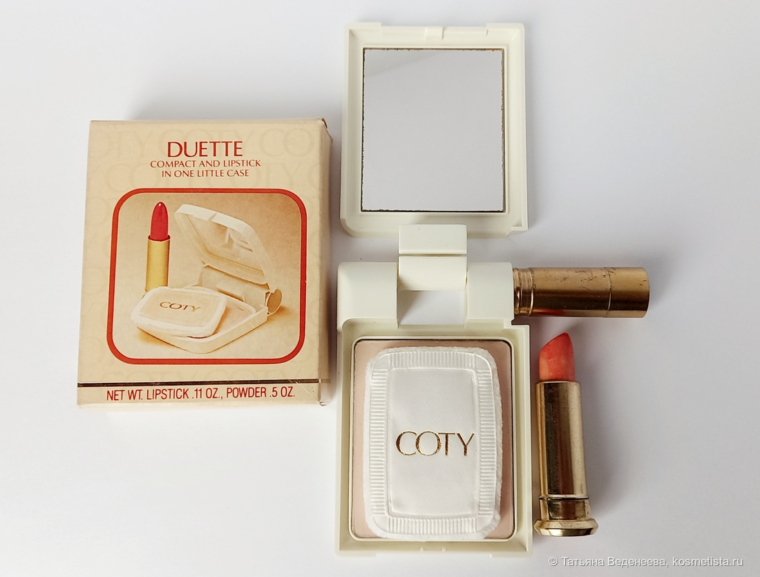 Duette set Coty airspun compact powder & lipstick '24' Coty