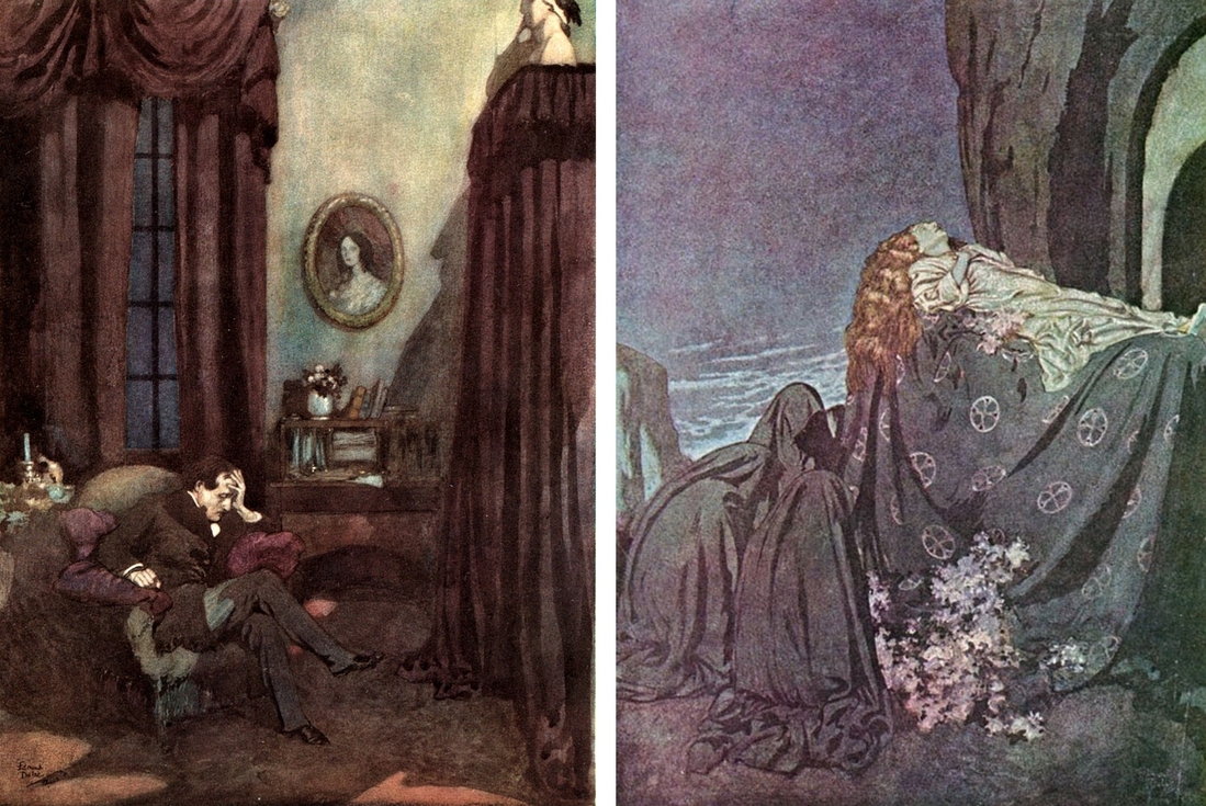 Эдмунд Дюлак. Иллюстрации к стихотворениям Эдгара По «Ворон» и «Линор».