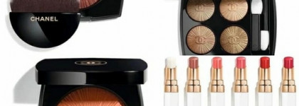 La Pausa De Chanel spring-summer 2022 collection, Les 4 Ombres #747-mediterraneen, blush lumiere Peche Rosee (свотчи Rouge Coco Baume)