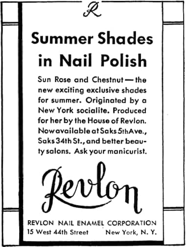 Первая реклама Revlon 1935 г.