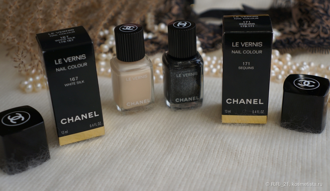 Chanel Le Vernis nail colour White silk #167, Sequins # 171.