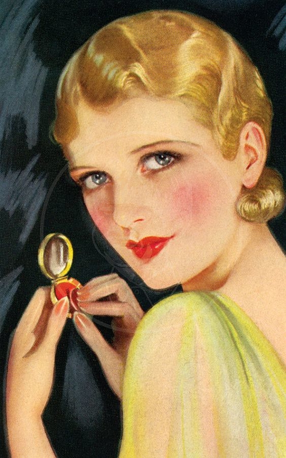 1932 год, макияж с лёгкими румянами на щеках