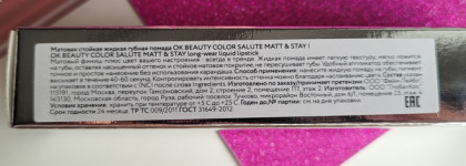 Жидкая матовая помада Color Salute Matt & Stay от OK Beauty в оттенке Chill