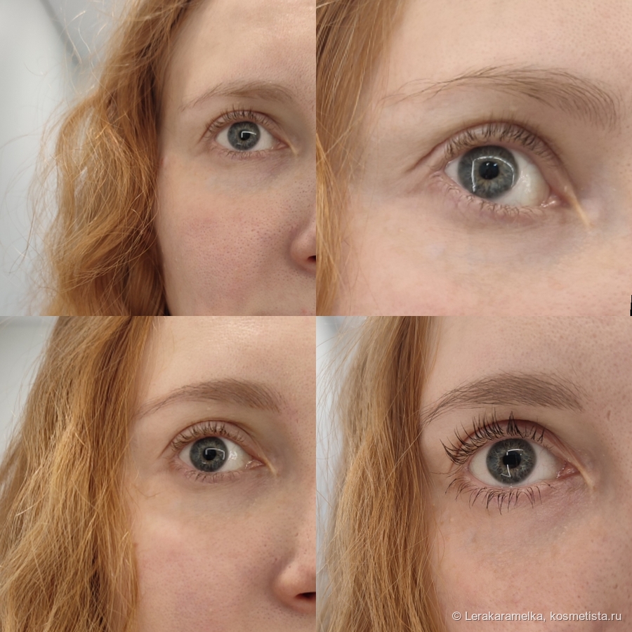 Сверху без оформленных бровей, снизу уже с гелем для бровей