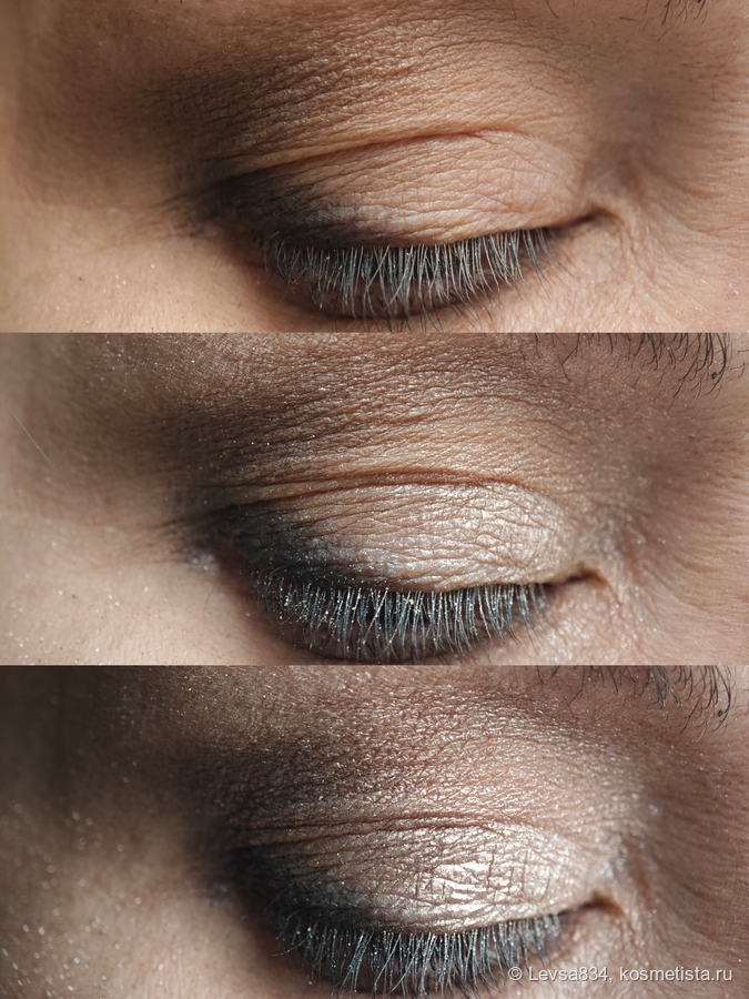 Здесь поэтапно: матовые-метвллики-спаркл. Вот как раз видны осыпавшиеся на щёки частицы спаркла, но я и мела кистью как веником