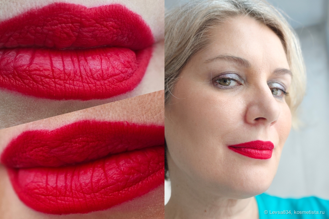 Здесь губы полностью закрашены карандашом. Работая, грифель становится мягче, и заполнить всё пространство им становится просто. Карандаш не сушит кожу, но я его чувствую. Покрытие стойкое до приёма жирной пищи.