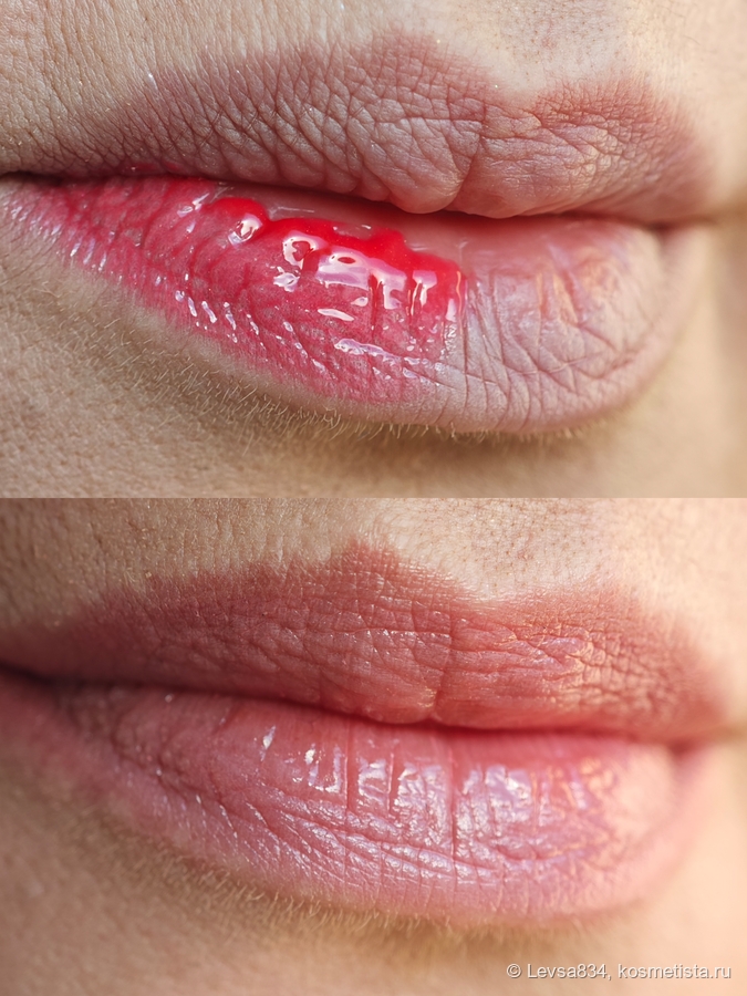 Этот яркий свотч я растушевала на губах