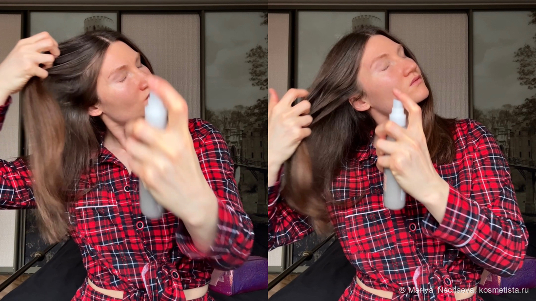 Наношу спрей Wella EIMI Sugar Lift изнутри