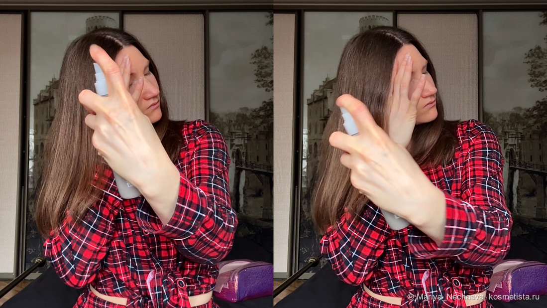 Наношу спрей Wella EIMI Sugar Lift снаружи