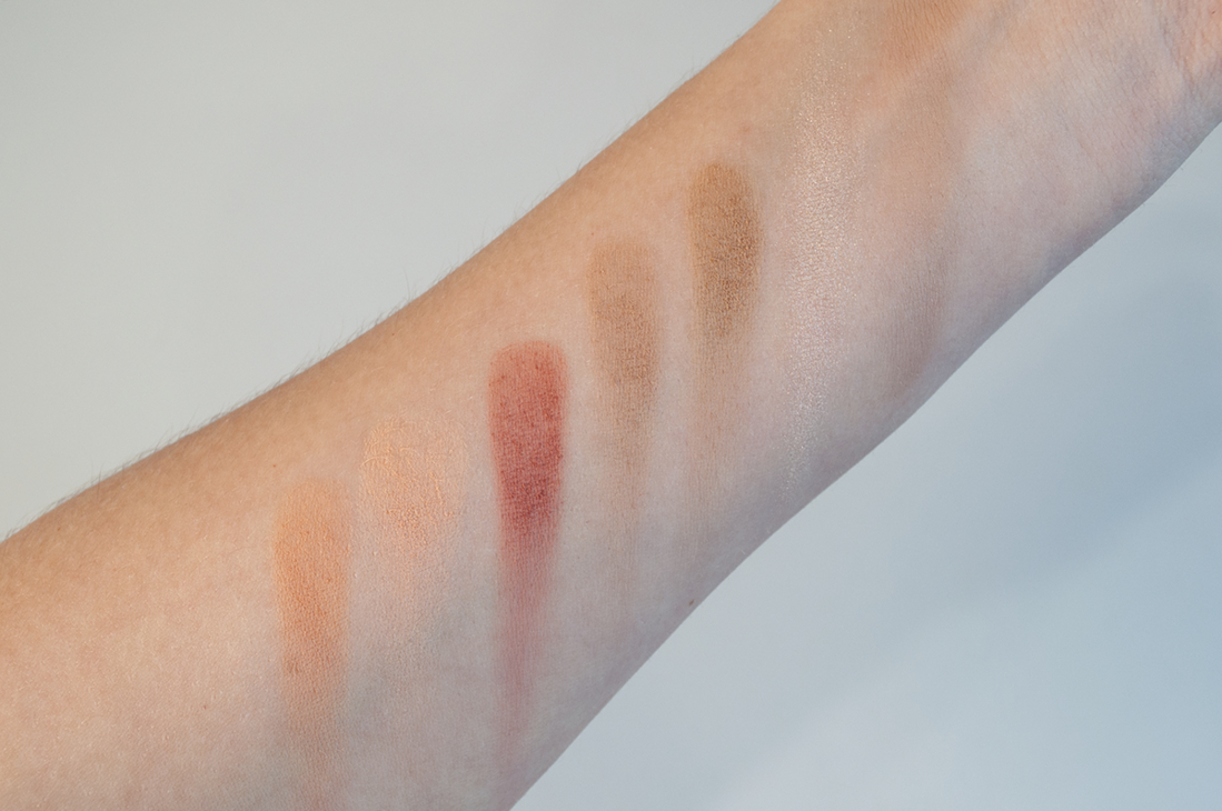 Слева направо - оттенки палетки по порядку, последним свотч тона