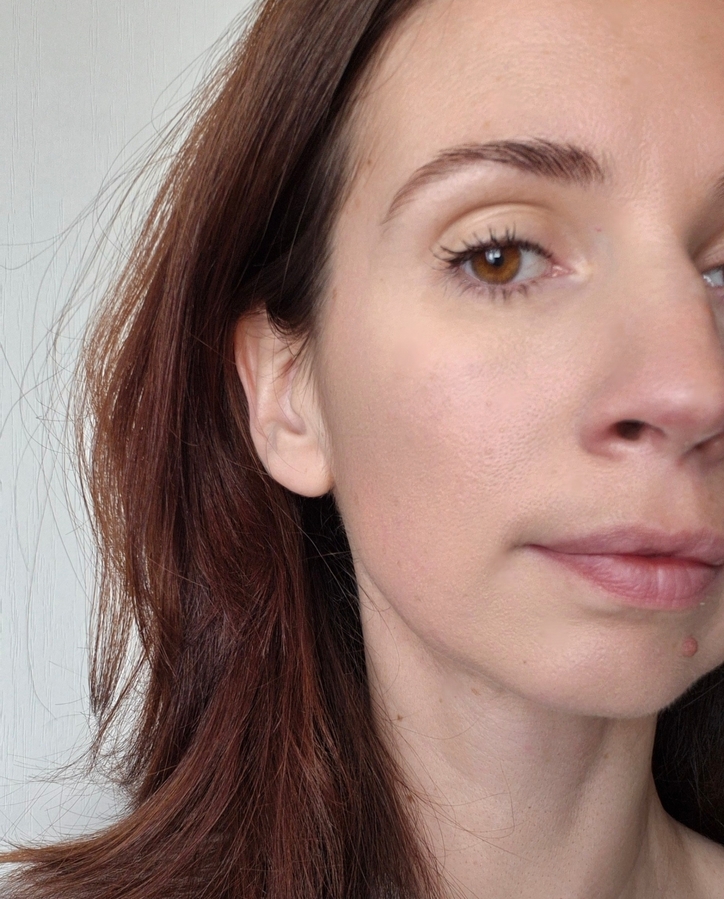 Лицо до нанесения румян с выровненным тоном
