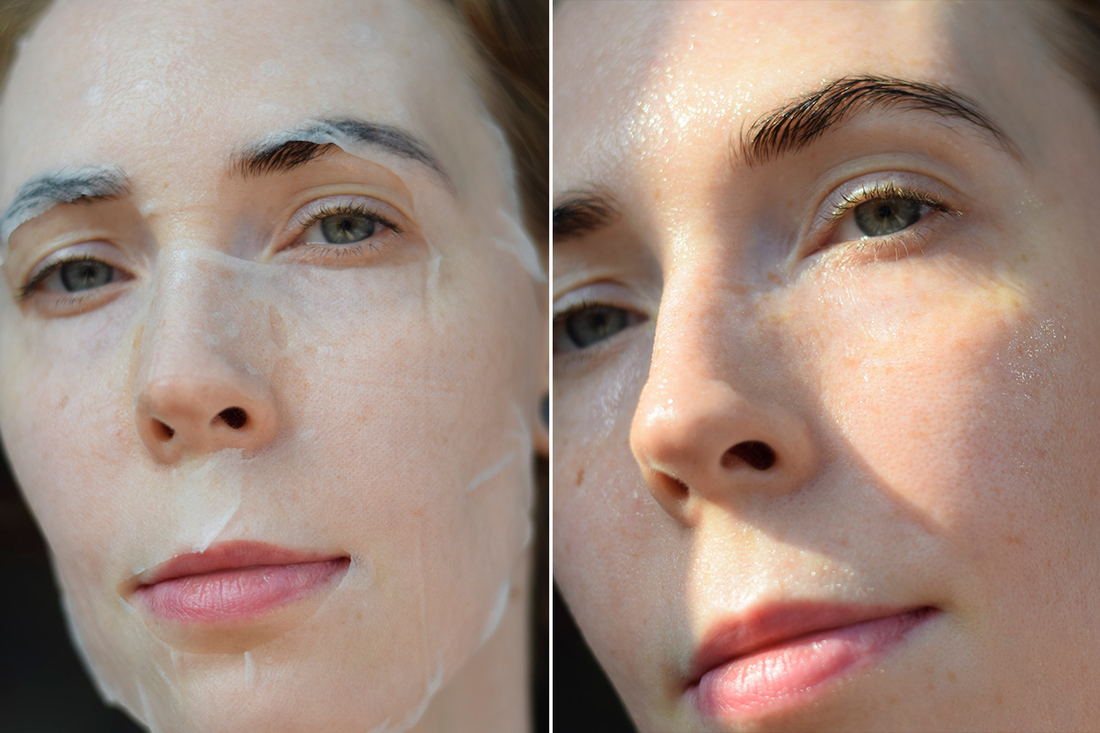 Маска на лице/ кожа после применения маски