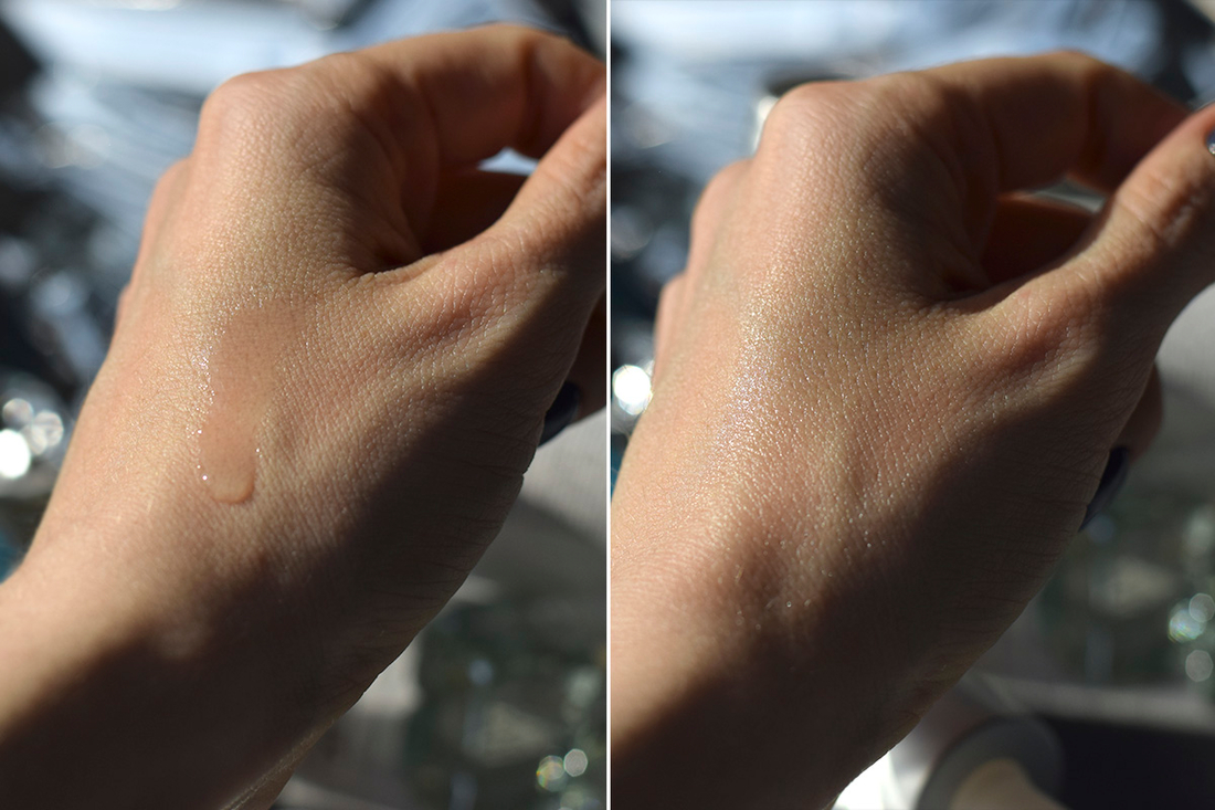 Сыворотка до распределения и после: увланенная поверхность кожи