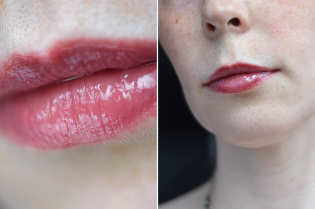 Influence Beauty Metamorphix Lip Gloss 04 Amber Matrix в макро и средний план/ дневной свет