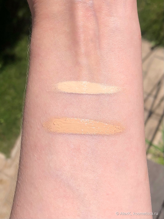 EVELINE magical perfection concealer. Сверху №1, снизу - №2.