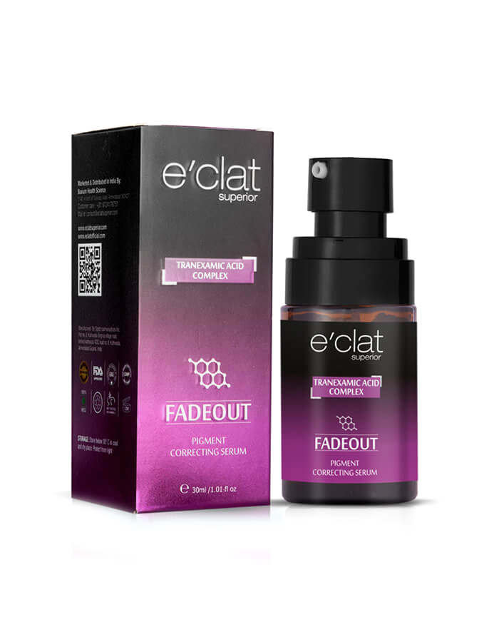 Депигментирующая сыворотка E'clat superior Fade out Serum с Азелаиновой кислотой 10%, транексамоврй кислотой 1,78, бутилрезорцином (3%) и фитиновой кислотой (5%).