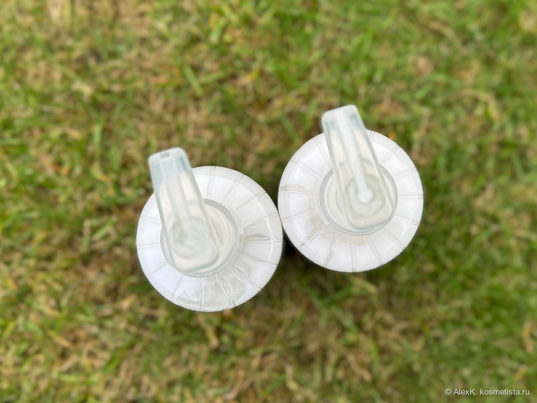 Помпы необычные, прозрачные. По полосочке в центре дозатора видно, какой флакон уже использовался, а какой еще нет.