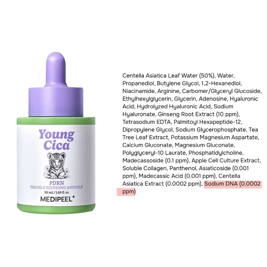 Снова PDRN в конце состава, хотя заявлен в названии