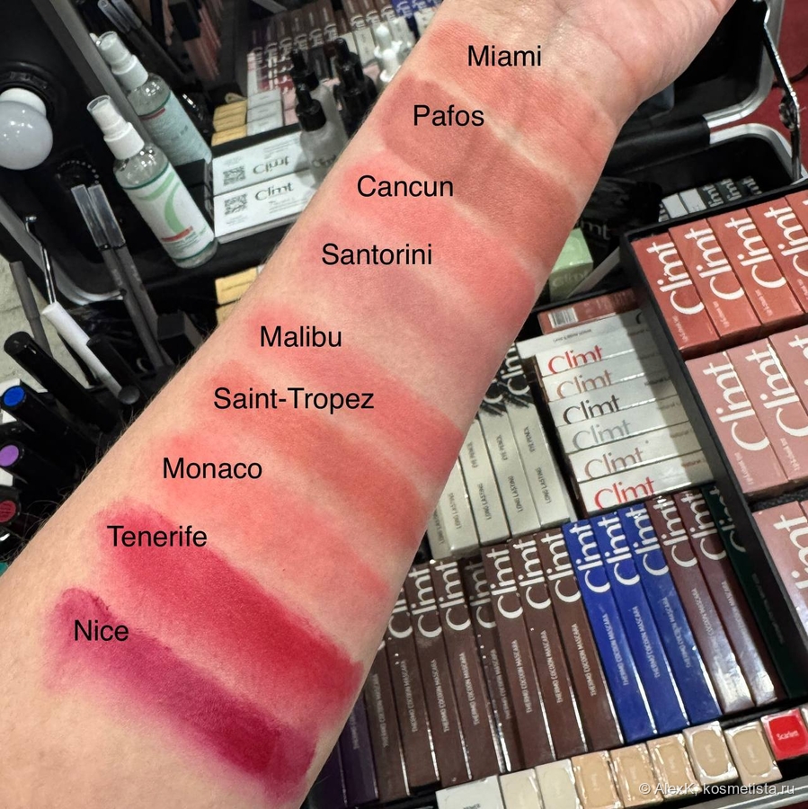 Свотчи всех оттенков румян. Сделала на Интершарме.