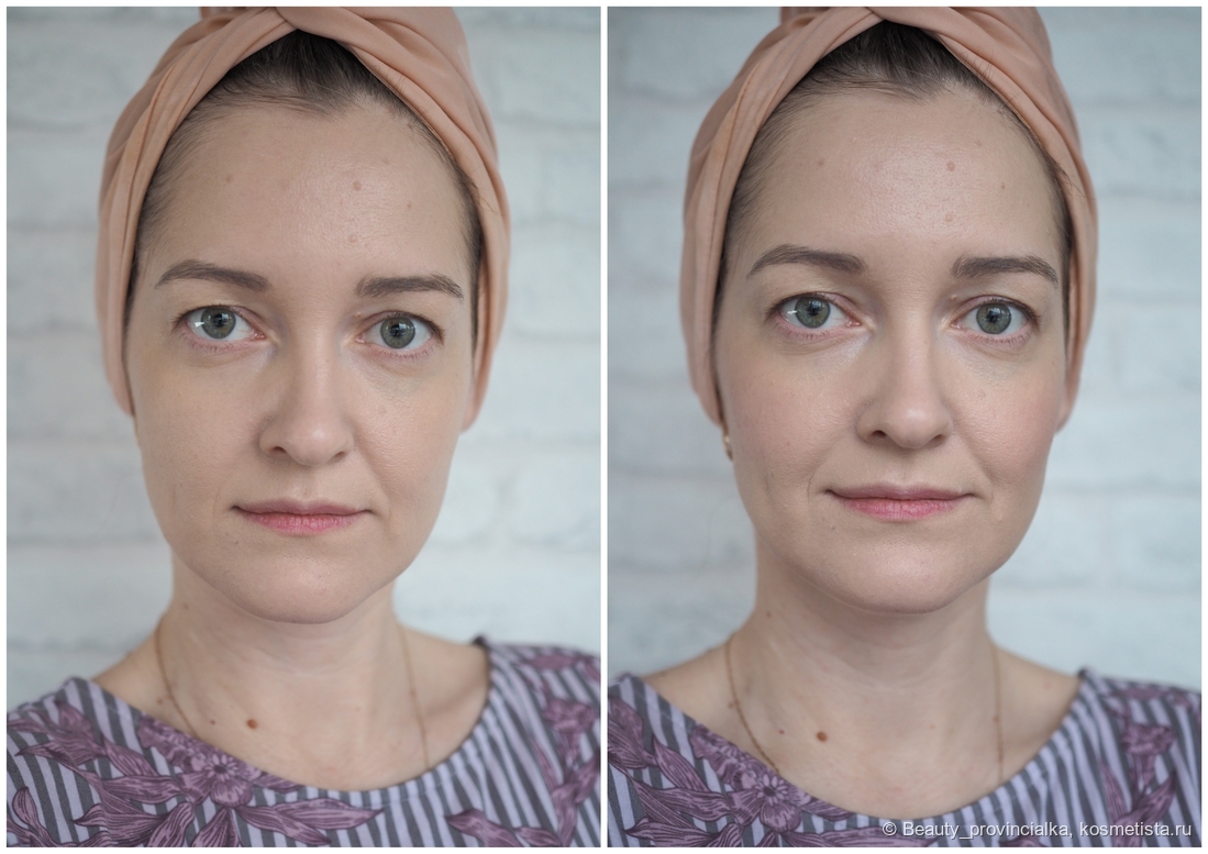До/после нанесения. Тон/тон и румяна. Дневной свет