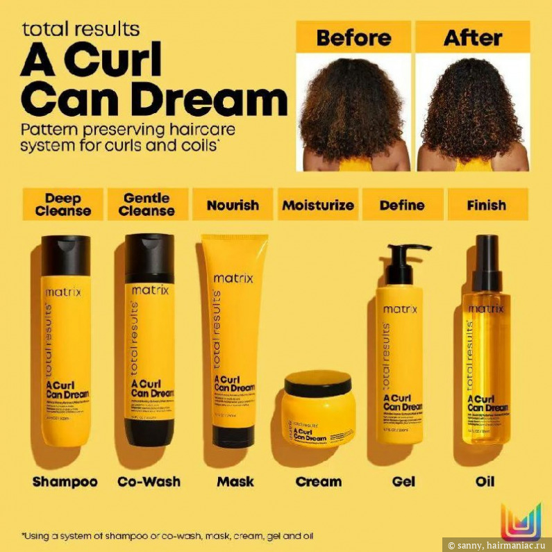 Линейка средств Matrix A Curl Can Dream