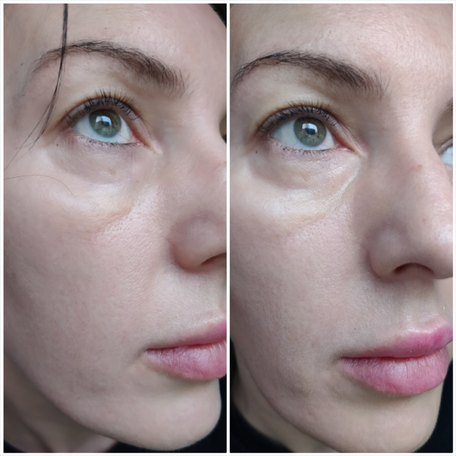 Нанесен флюид на увлажняющий крем