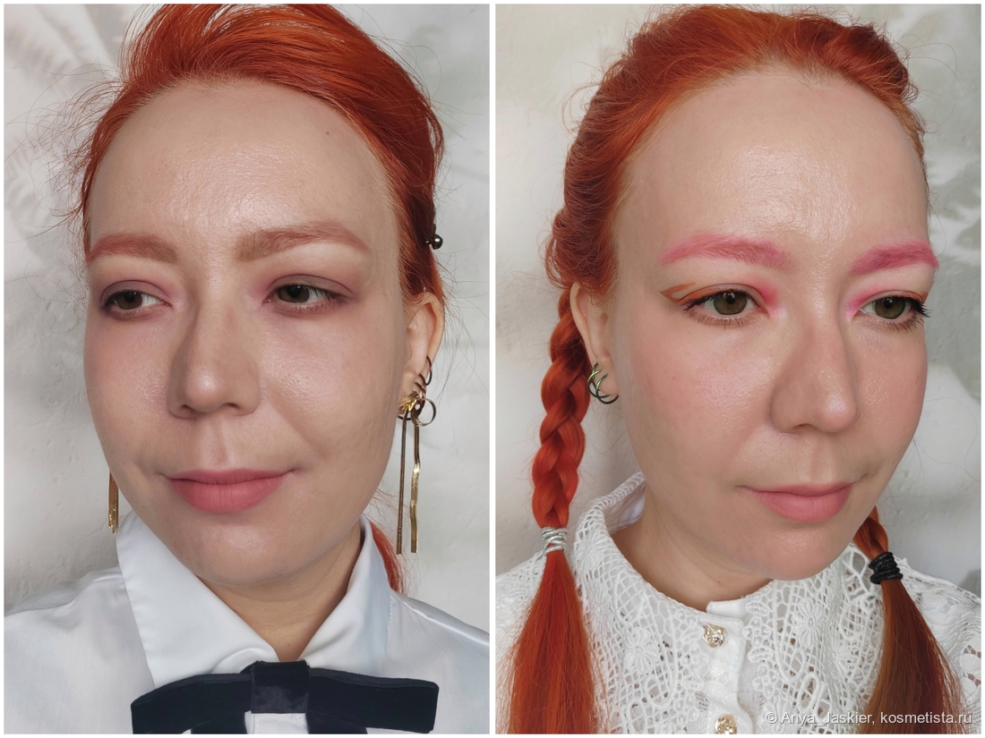 помада в много слоев, разные дни (слева пасмурный, справа солнечный)