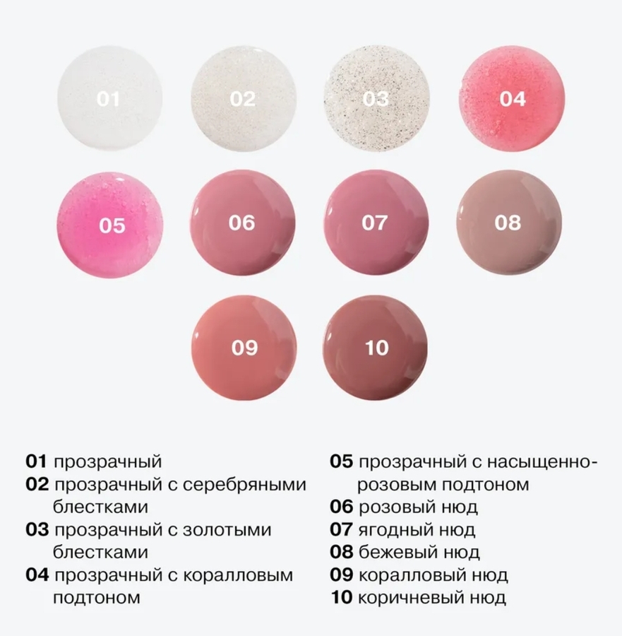 Палитра оттенков Блесков Influence beauty Gloss-X extra shine gel gloss