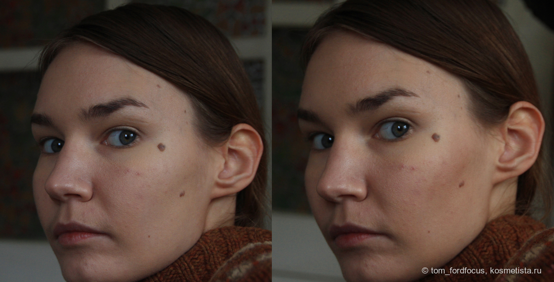 Общий вид, дневной свет: слева только тон, справа нанесён скульптор