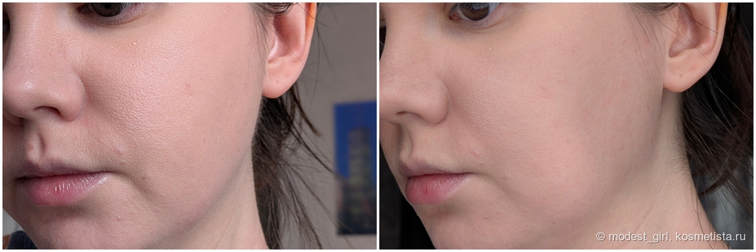 Pupa Luminys Baked Face Powder в оттенке 05 Amberlight (первое фото ДО, второе фото ПОСЛЕ)