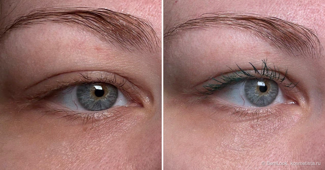 Ресницы до и после нанесения туши