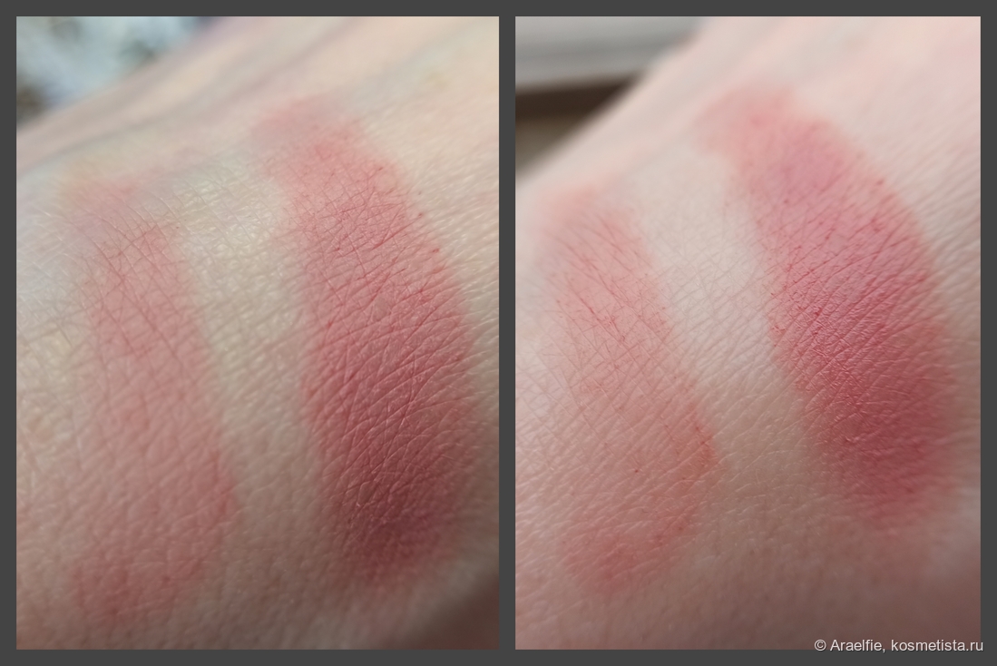 Слева - искусственное освещение, в один слой и с наслаиванием, справа - естественное, также в один слой и в несколько слоев.