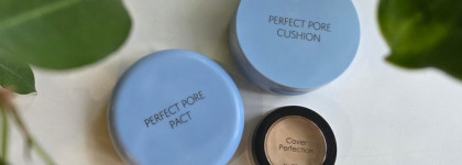 Моя декоративная база для лица от бренда The Saem. Консилер тон 05, Крем-кушон тон 01 и Минеральная пудра