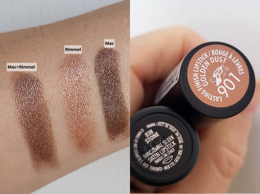 Свотчи помад отдельно и с наслаиванием друг на друга.