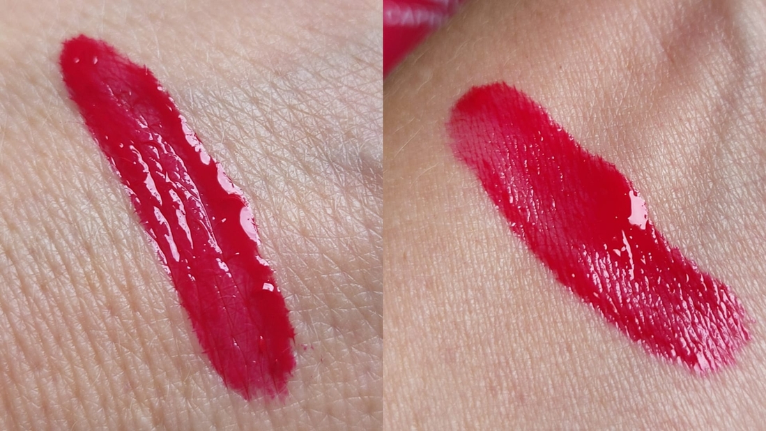 Свотчи у окна, на тыльной стороне кисти и на запястье. Не подчеркивает текстуру. Но если приглядеться, по краям вроде чуть-чуть растекается..