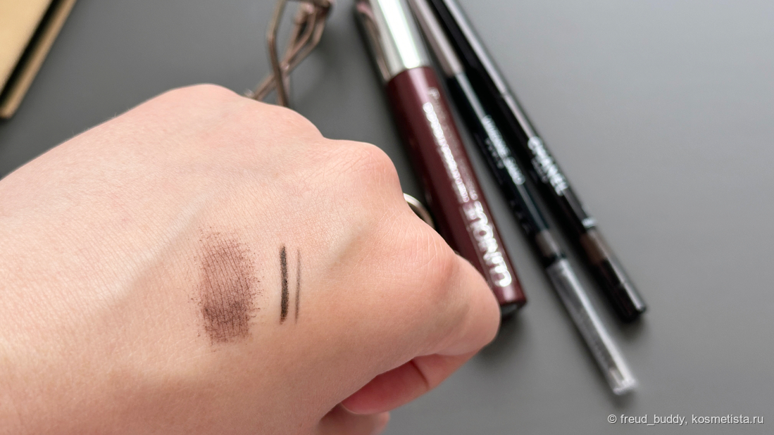 Clinique High Impact Mascara Black honey, Chanel Stylo Yeux Waterproof Longwear Eyeliner and Khol Pencil Espresso, Vivienne Sabo Brow Arcade Slim 04