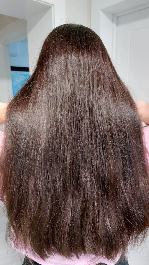 Результат на волосах при дневном освещении